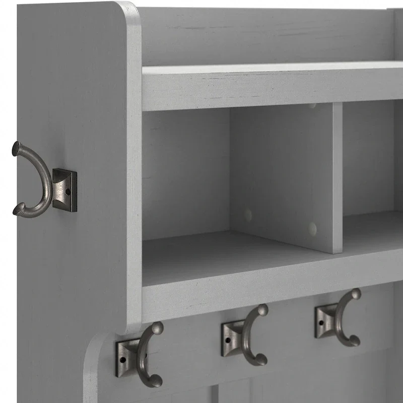 Woodland Hall Tree and Small Shoe Bench with Shelves by Bush Furniture