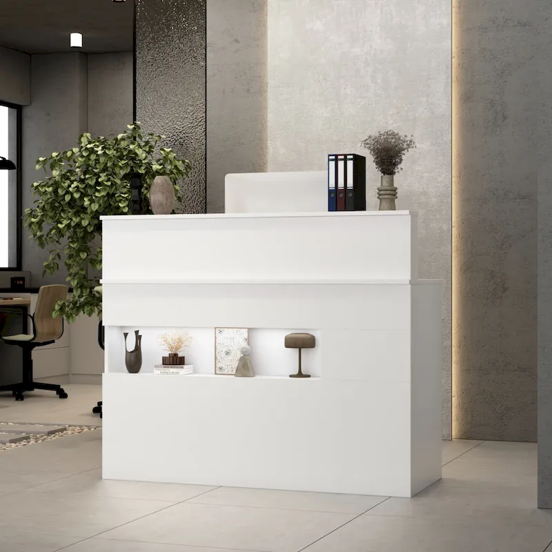 Modern Reception Desk with Decorative Light