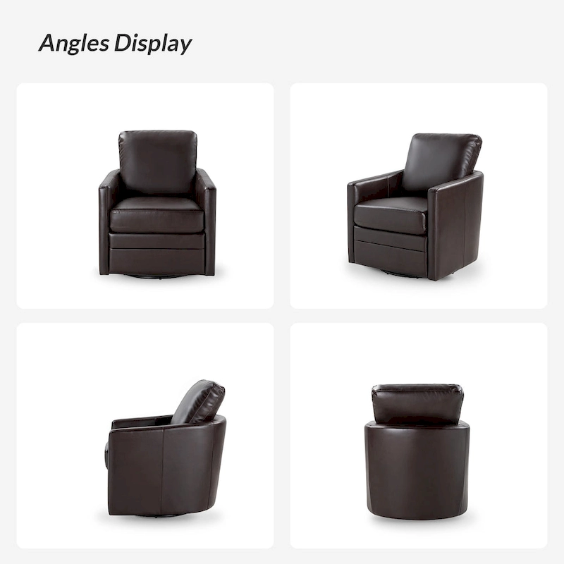 Terrance Transitional Swivel Faux Leather Barrel Chair with Metal Base Set of 2