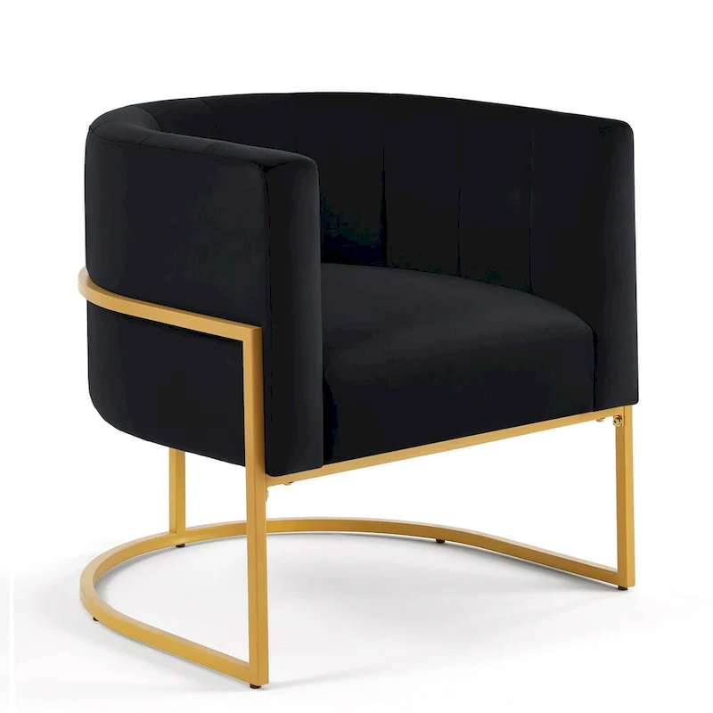 Navy / Black / Cream / Emerald Velvet Accent Chair with Gold Metal Frame – Single