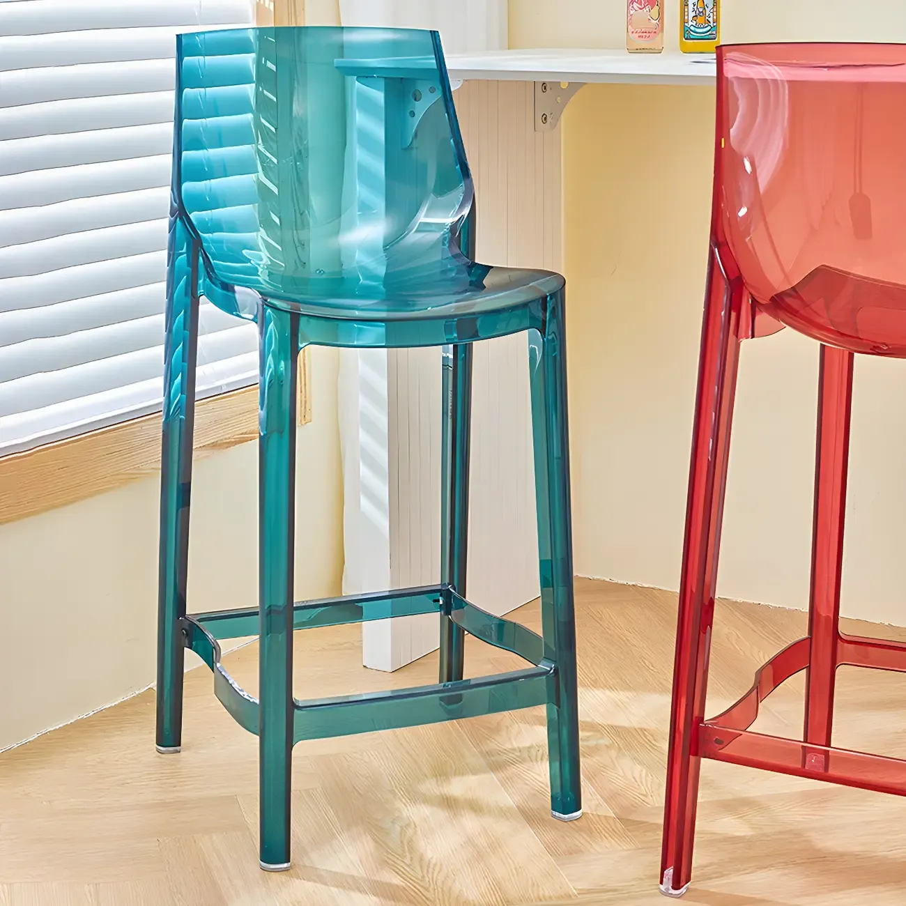Modern Acrylic Vibrant Durable Colourful Sleek Bar Stool