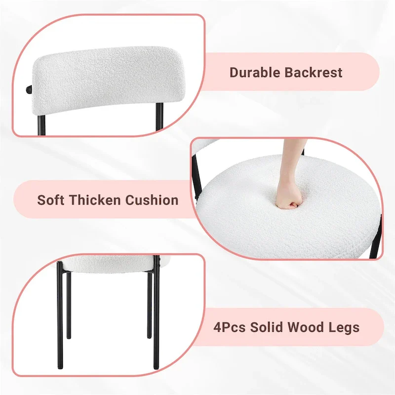 Upholstered Modern Mid Century Round Dining Chairs - Set of 2