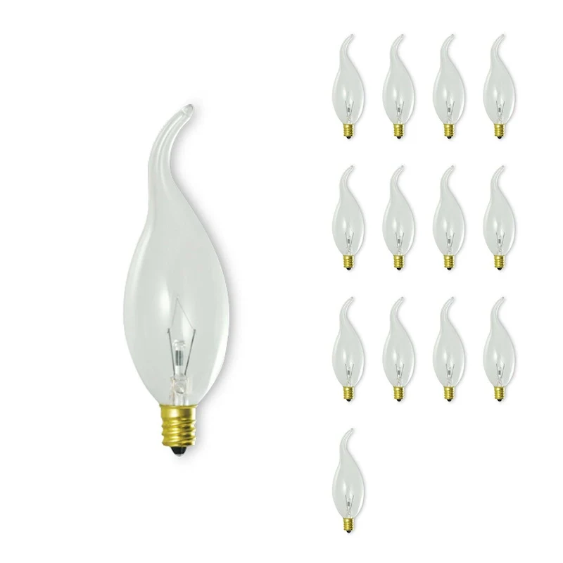 Bulbrite Pack of (14) 25 Watt Dimmable Clear CA11 Candelabra (E12) Incandescent Bulb