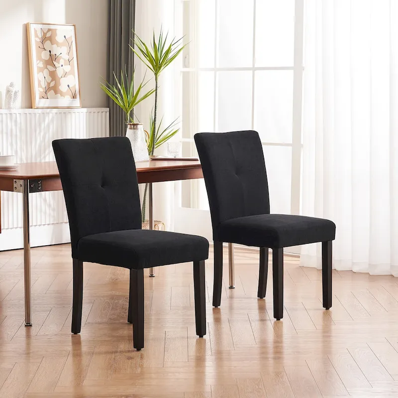 Set of 2 Fabric Upholstered Simple and Modern Design Tufted Back Dining Side Chair