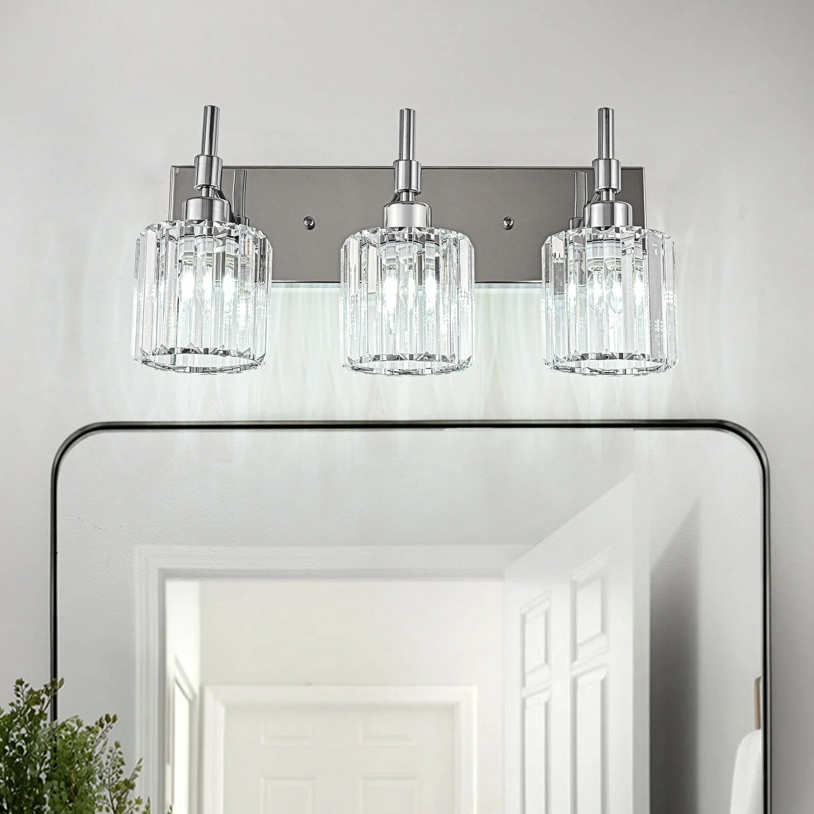 Modern Dimmable Crystal Bathroom Vanity Light Wall Sconces with Crystal Shades