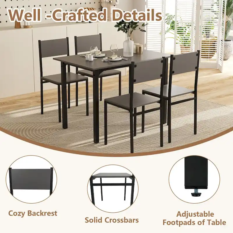 Costway 5 PCS Dining Table Set Industrial Style Kitchen Table & Chairs