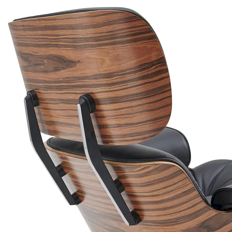 Mid-century Modern Lounger Real Leather Arm Chair and Ottoman Set