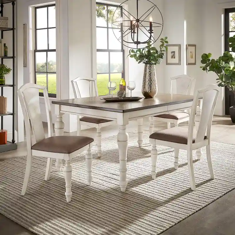 Tournus 4-6-Person Extendable Solid Rubberwood Dining Table Set by iNSPIRE Q Classic