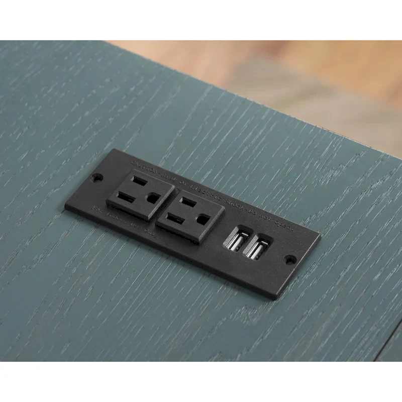 Haley Farmhouse 59-inch Metal L-Shaped Computer Desk with USBs by Furniture of America