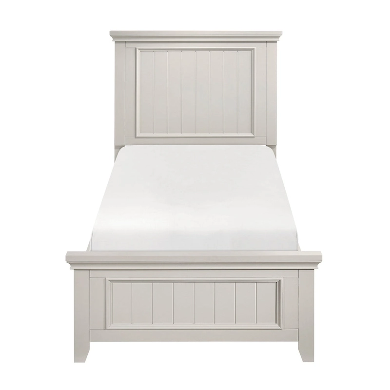 Off White Finish Wooden Panel Bed 1pc