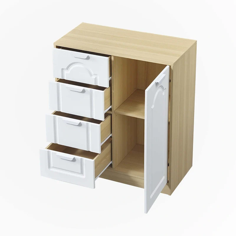 White 4-Drawer Storage Cabinet with Adjustable Shelf – 31.5