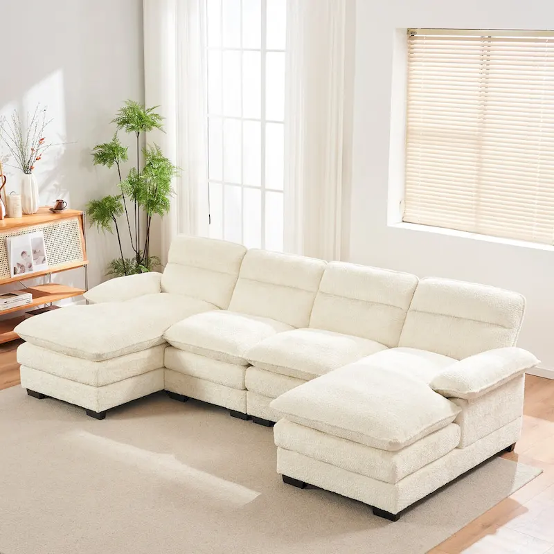 U-Shaped Chenille Sofa