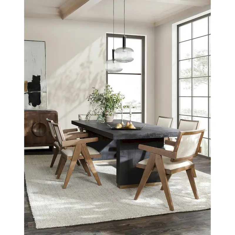 White / Black Reclaimed Pine Dining Table – Modern Style, Seats 8