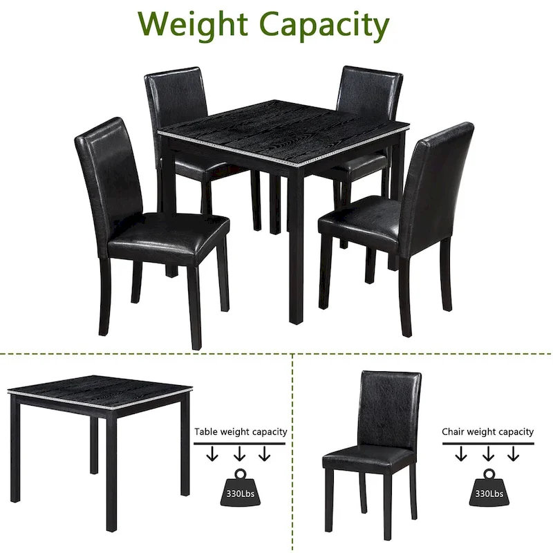 5 Piece Wooden Dining Table Set