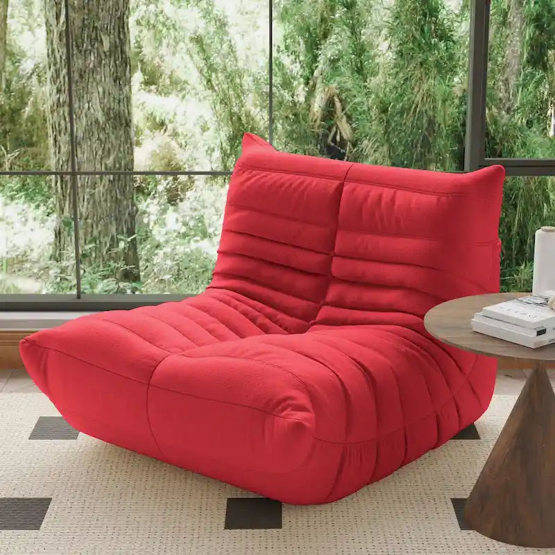 Single Sofa Teddy Fabric Bean Bag Chair
