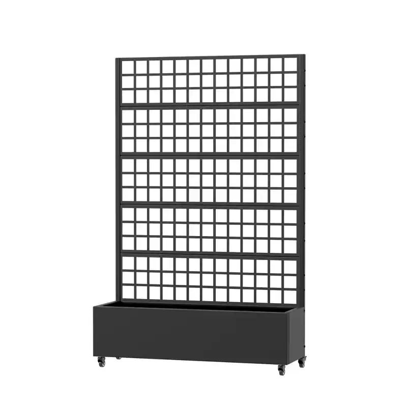 Dovelina Raised Garden Bed with Trellis Metal Planter Box with Privacy Screen for Climbing Plants Vegetables - 72H x 35W/ 72H x 47W