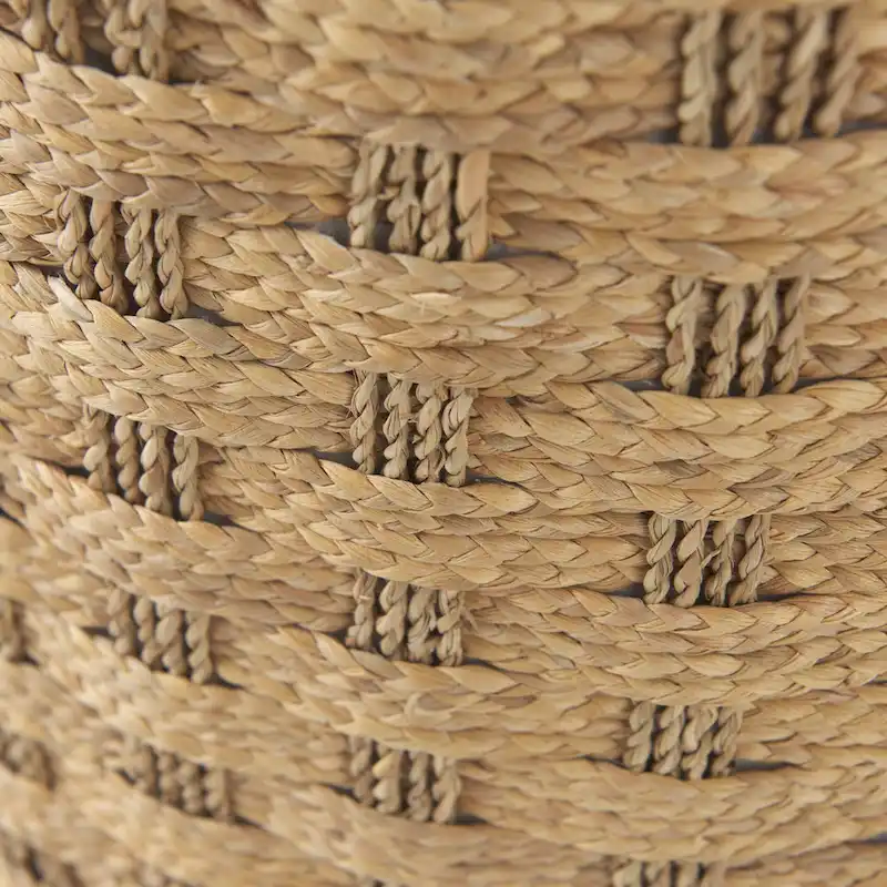 Brown Woven Seagrass Round Pouf