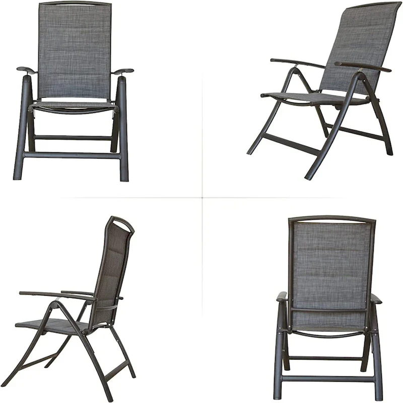 Folding Patio Chairs Set of 2, Reclining Sling Lawn Chairs with Adjustable High Backrest, Patio Dining Chairs(2 Chairs)