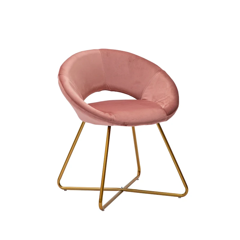 Velvet Leisure Accent Chair with Stylish Gold Legs & Floor Pads