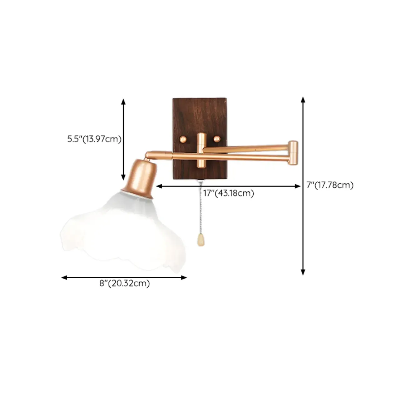 Elegant Swing Arm Wall Mount Light with Pull Chain Switch