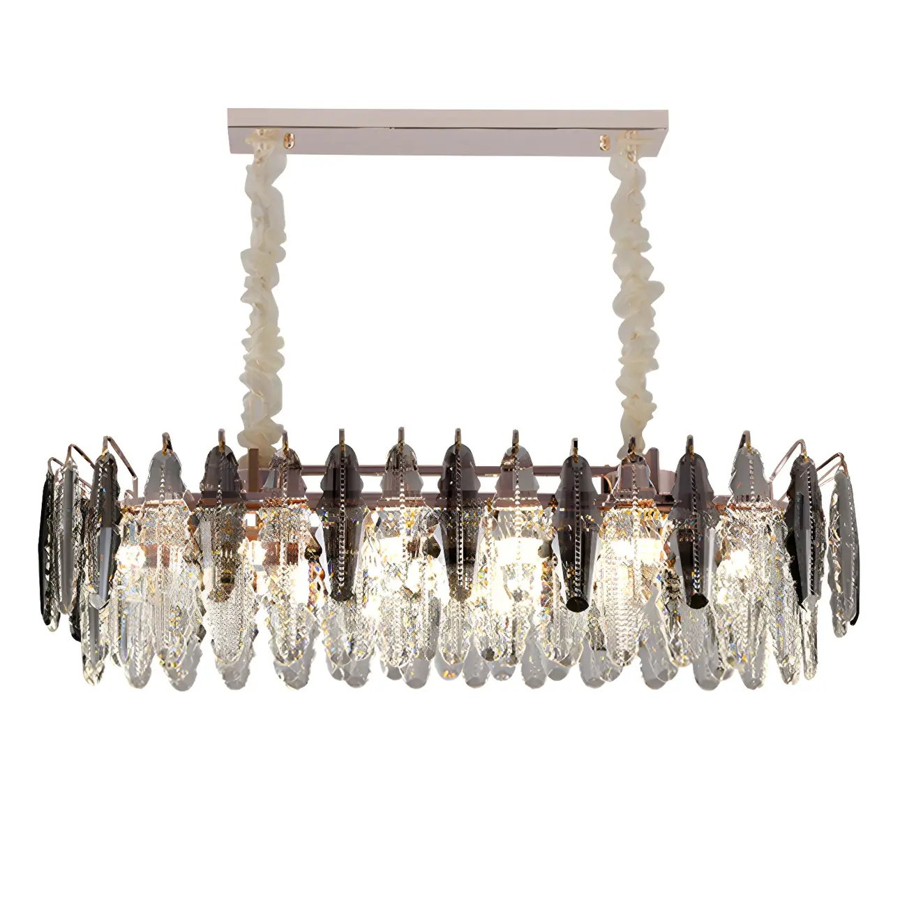 Contemporary Gold Crystal Island Pendant Light