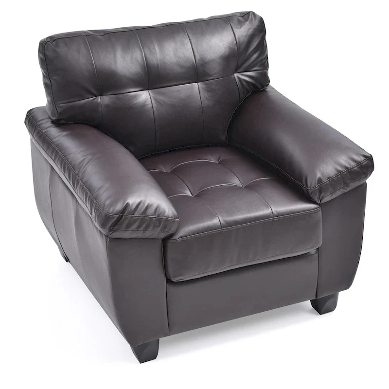 Faux Leather Tufted Accent Chair