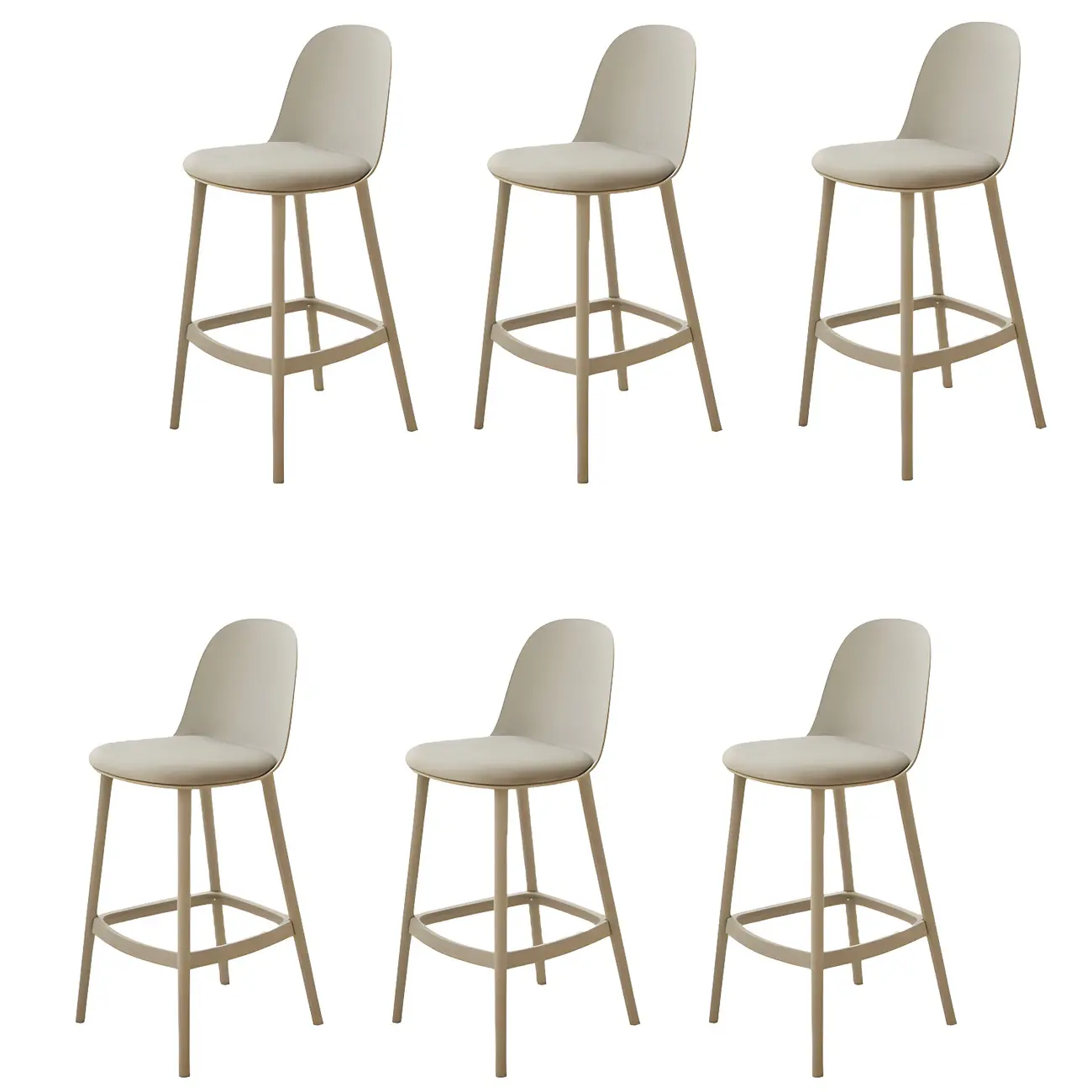 Modern Plastic Upholstered Bar Stool with Footrest