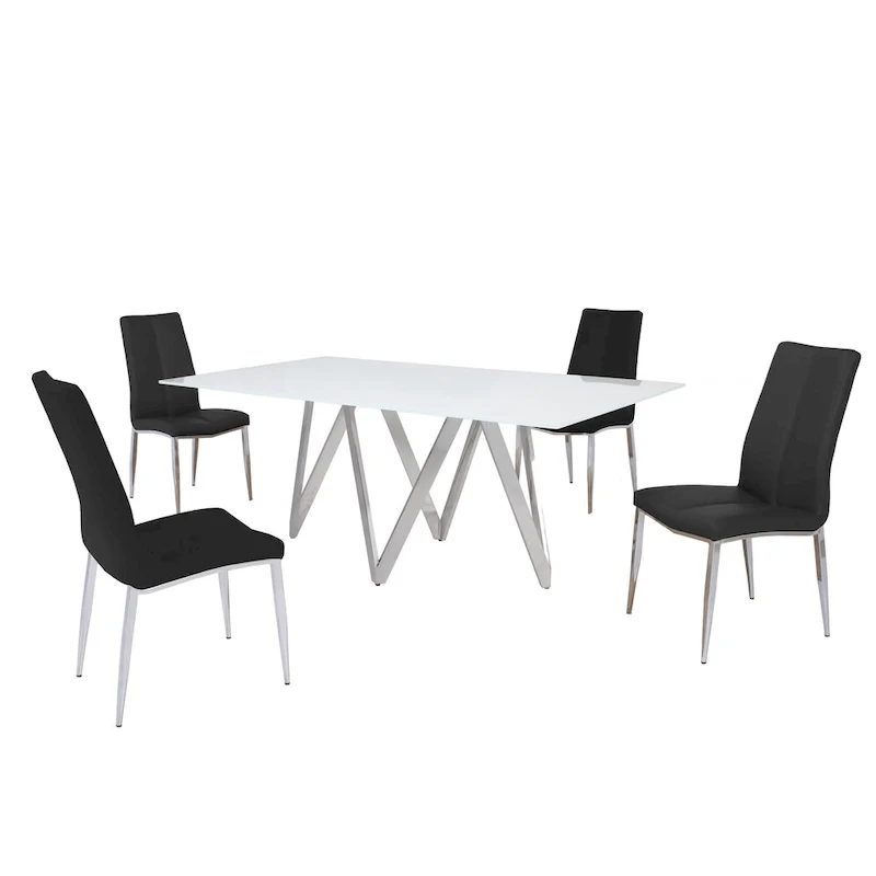 Somette Alyssa Starphire White 5-Piece Dining Set
