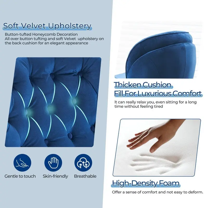 Velvet Swivel Accent Chair with Ottoman Round Reading Accent Chair Foot Stool Ottoman Set,360 Swivel,Metal Frame