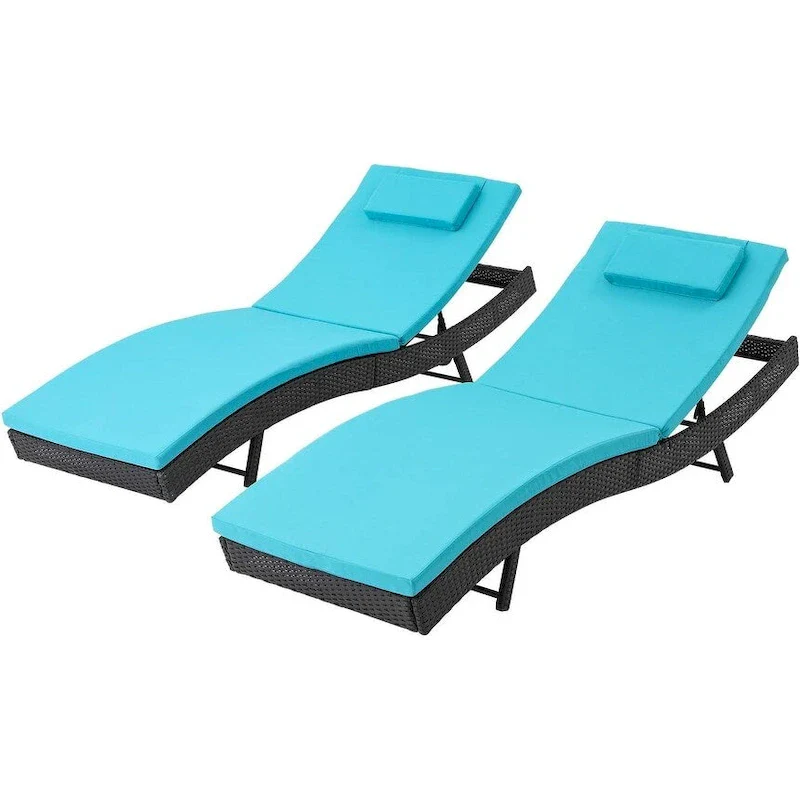 SOLAURA 2Pcs Patio Furniture Adjustable Lounge Rattan Pool Chairs