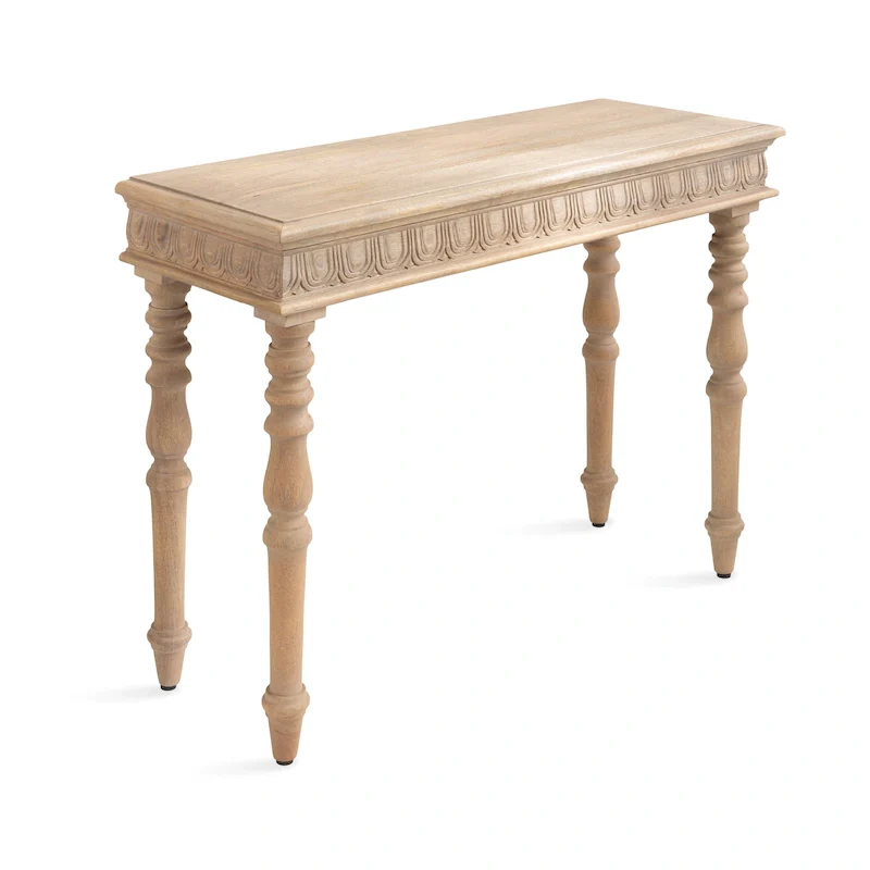 Natural, Carved Style, 1-Person Assembly Console Table, 36