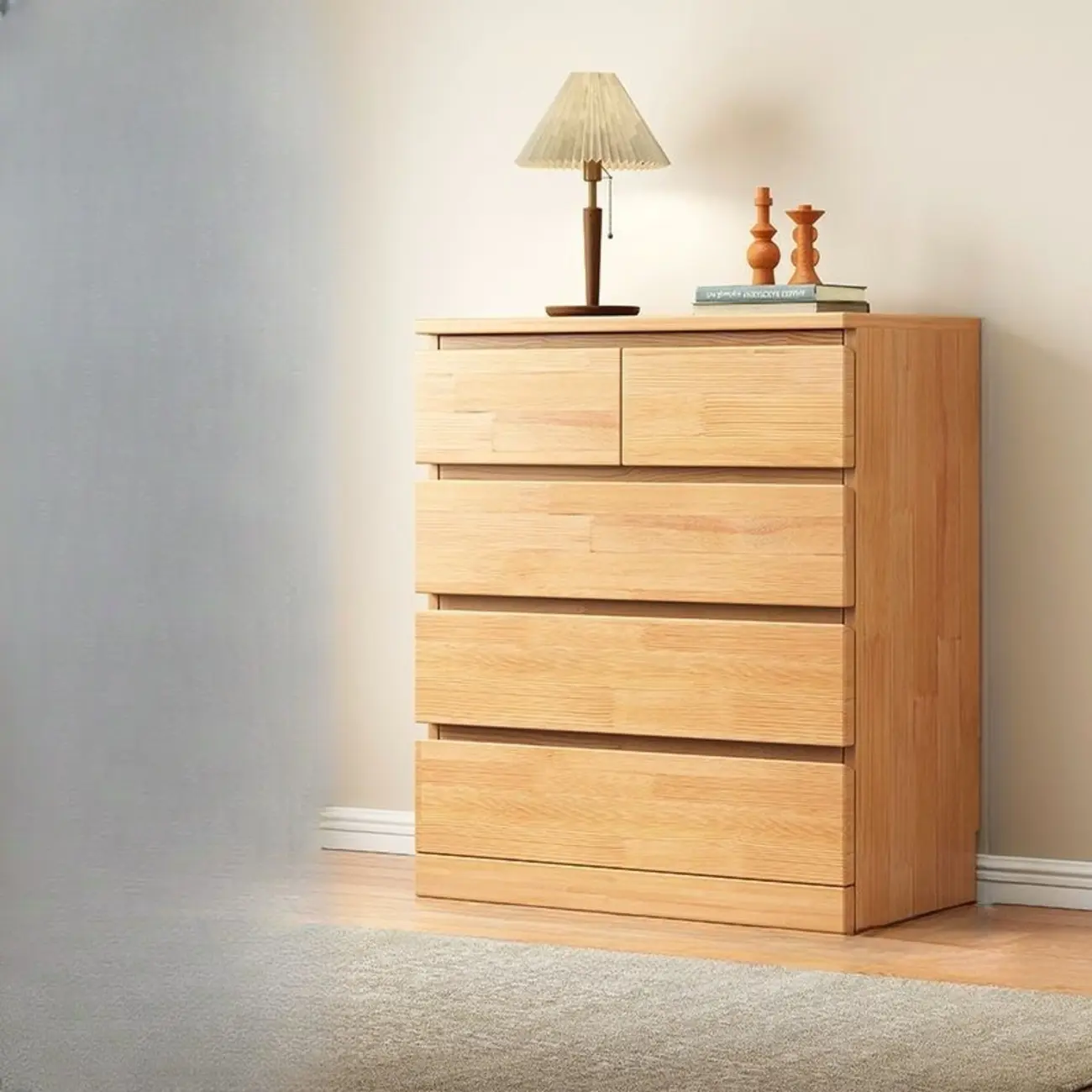 Modern Natural Wood Gloss Surface Dresser with 8-Drawers