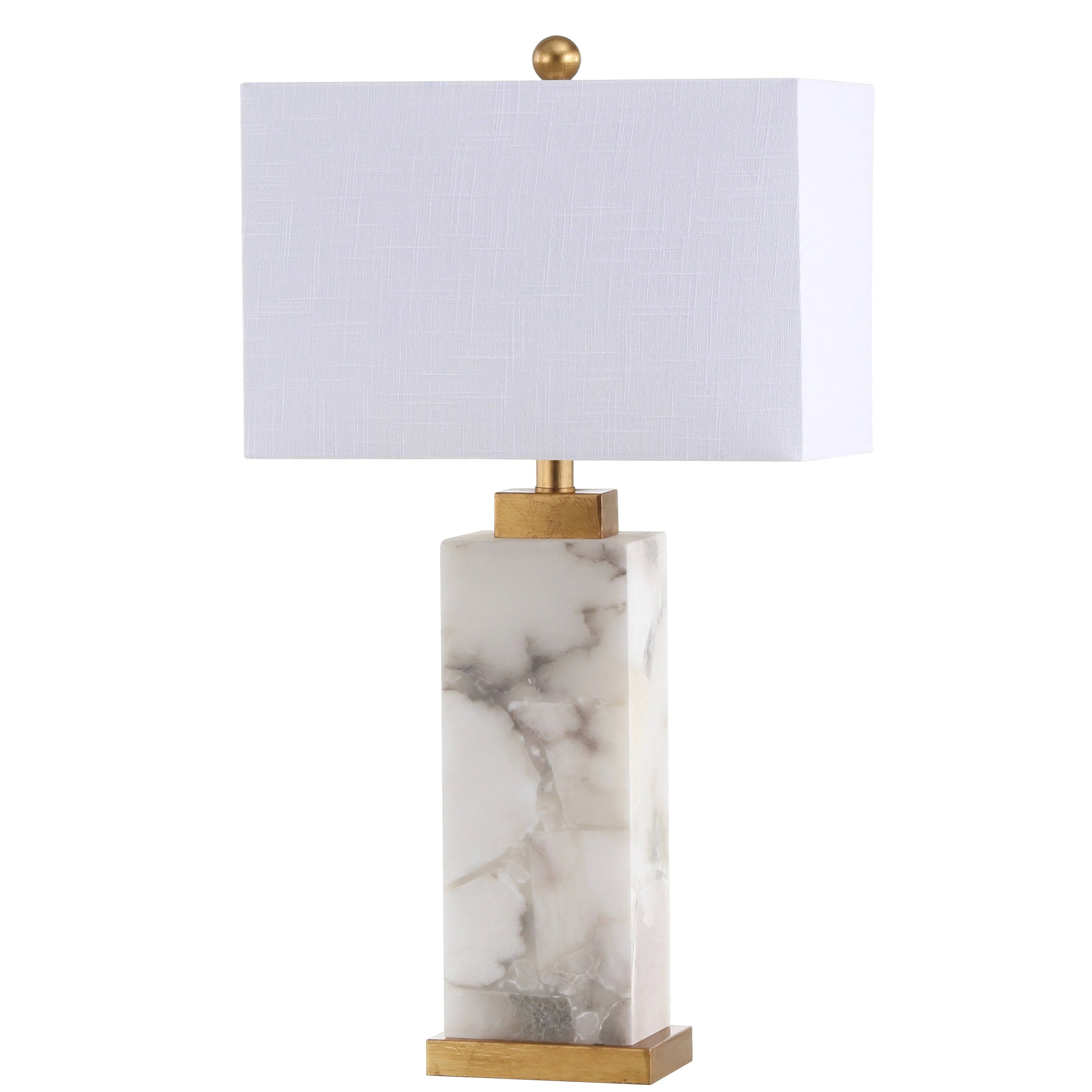 Eloise 27.5 Alabaster LED Table Lamp, White/Gold Leaf by JONATHAN Y