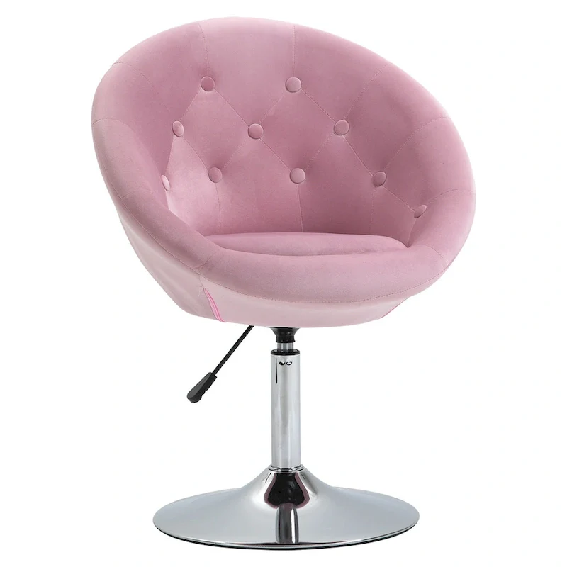 26-Inch Swivel Accent Chair Velvet-Touch Polyester – Padded Seat, 264 lbs Capacity, Pink