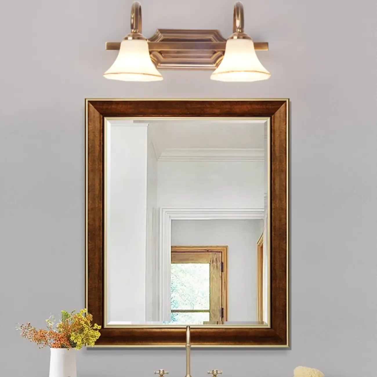Modern Classic Gold Bell Glass Bathroom Vanity Light