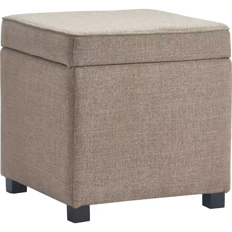 Morgan Storage Cube Ottoman Brown - Finch: Upholstered Seat, Removable Cushion, Wood Frame