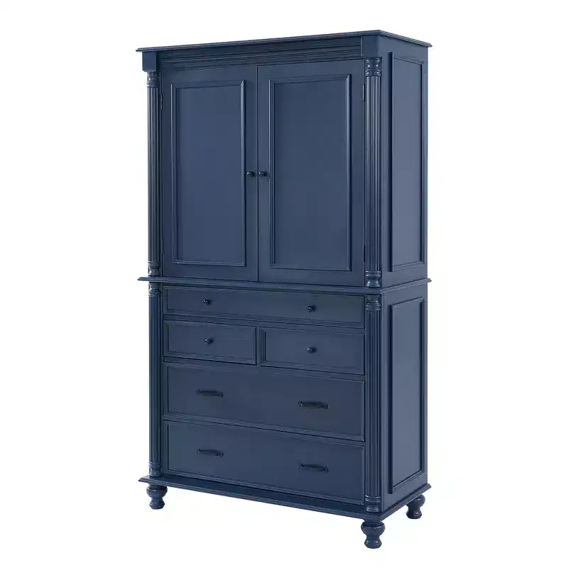 Zeus & Ruta 77.3 in Tall Kitchen Pantry Cabinet with 6 Doors, 5 Drawers, Adjustable Shelves, Freestanding Storage