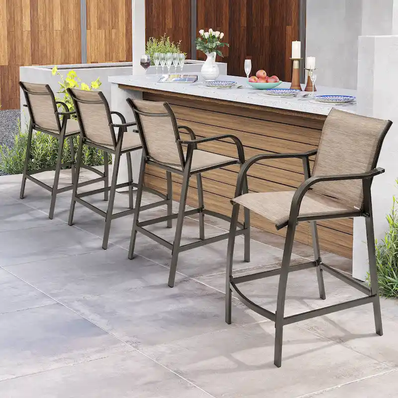 Pellebant 4PCS Outdoor Counter Height Patio Bar Stools Chairs - 21.7widex25.6deepx43.7high