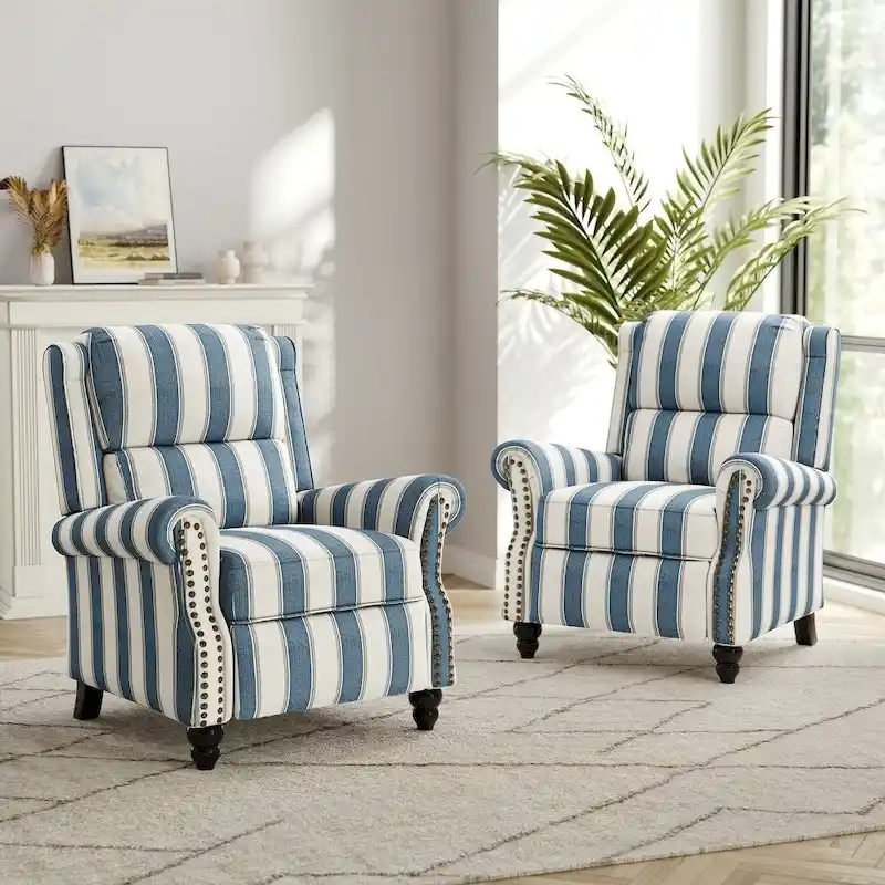 2 Set Modern Padded Seat Recliner Chair with PU Leather/Fabric