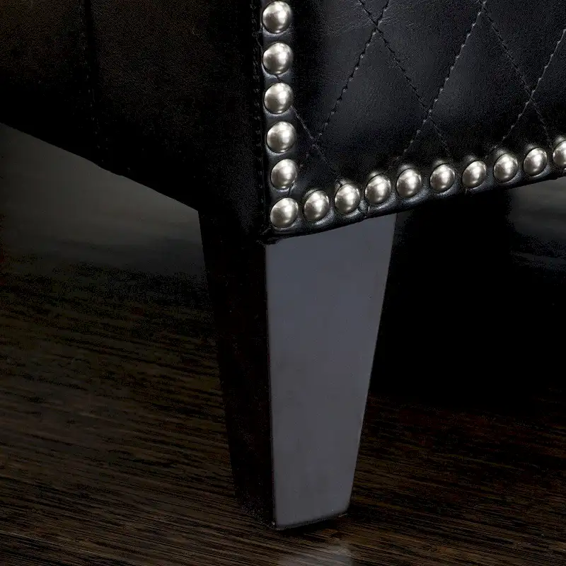 Black Bonded Leather Quilted Club Chair