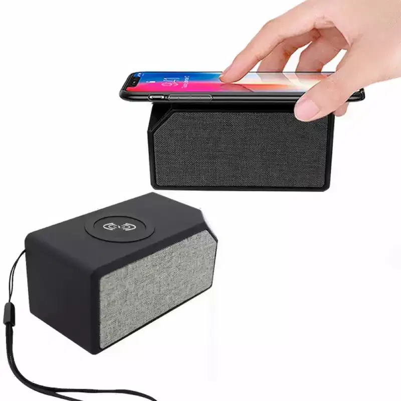 Link 2 in 1 Fabric Mini Bluetooth Speaker with Wireless Charging