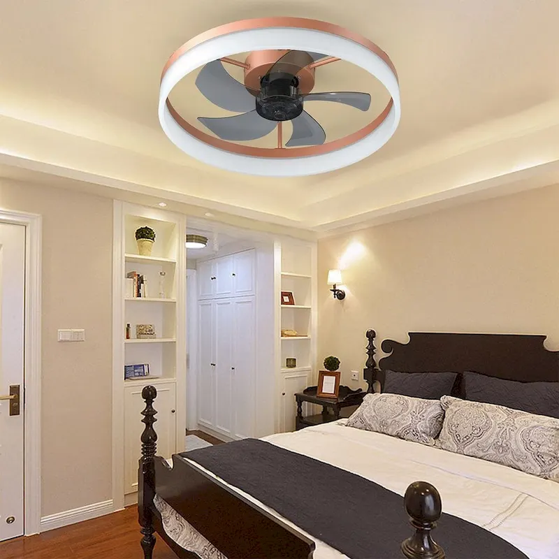 Modern Dimmable LED Recessed Mount Ceiling Fan Light with Remote Control