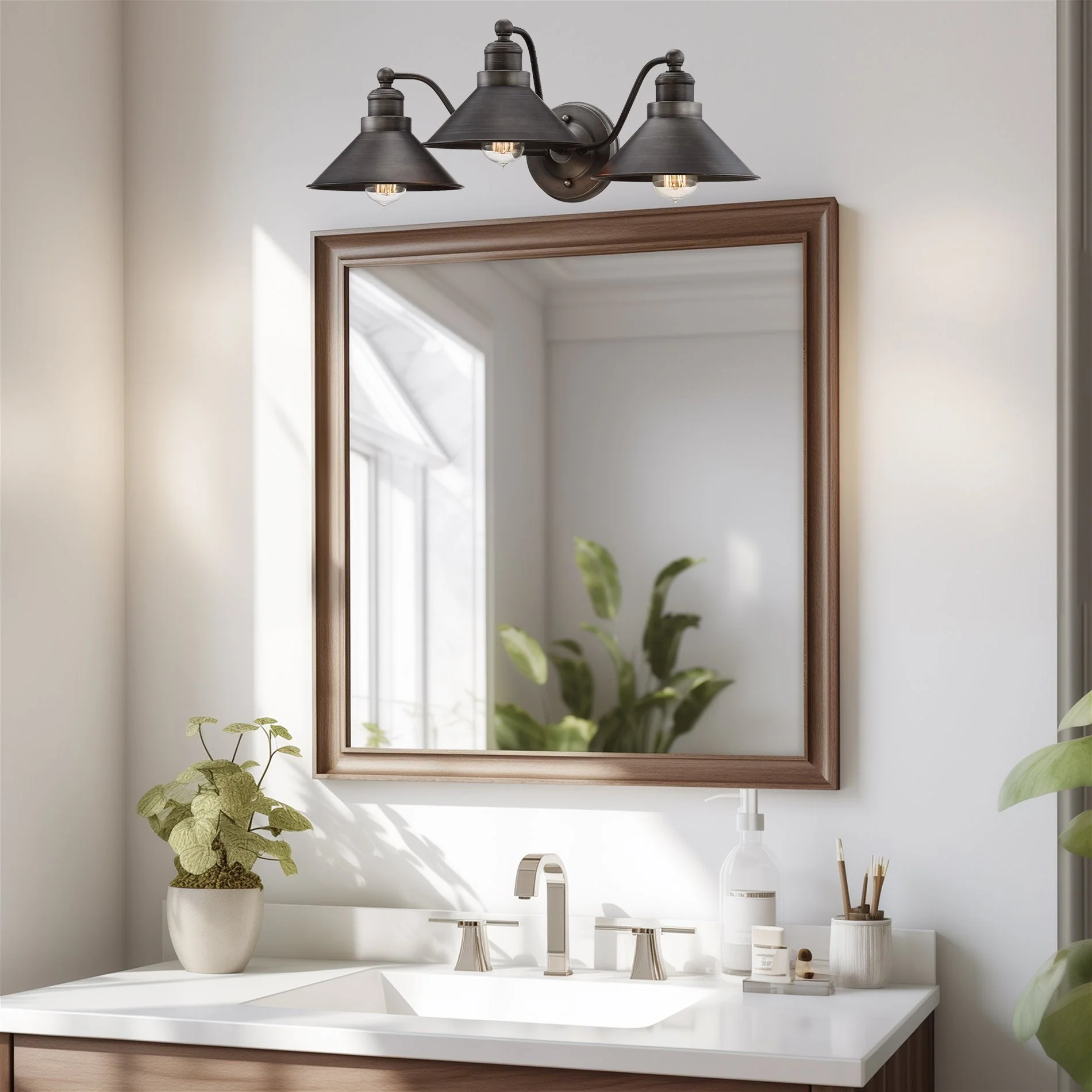Welton 26 Modern Industrial 3-Light Vanity / Bathroom Light