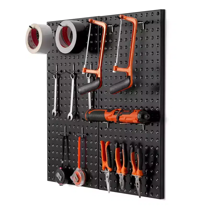 VEVOR Metal Pegboard Panels, 24 x 12 Pegboard, 2 Panels, Heavy Duty Peg Board Wall Organizer with Accessories, Black