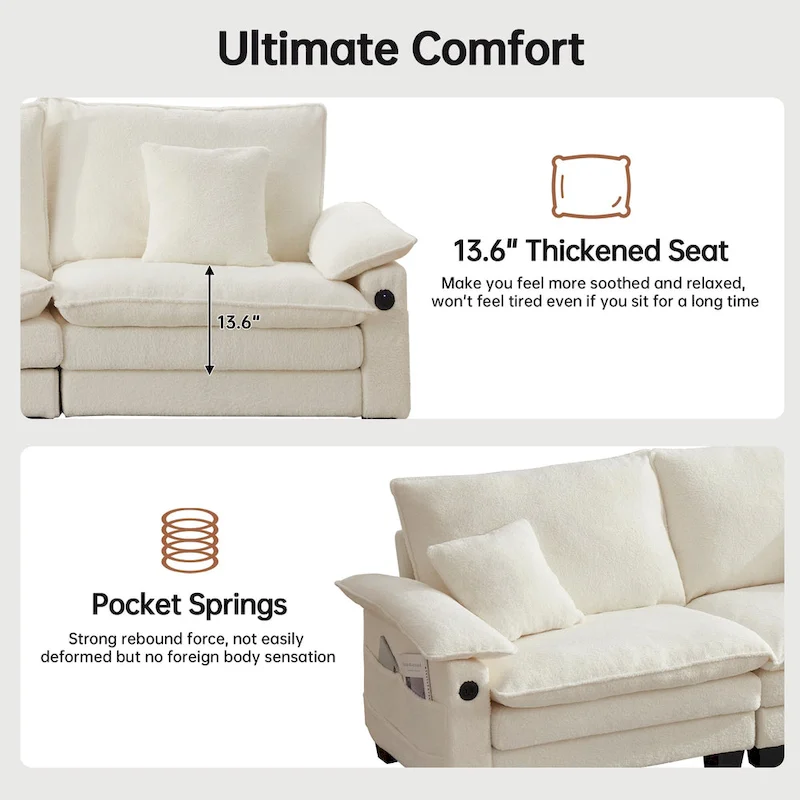 Modular Sectional Sofa with Ottoman and Deep Seat Sleeper