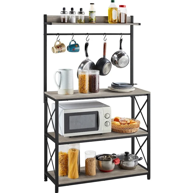 4-Tier Kitchen Baker's Rack with Microwave Stand & Storage Shelves