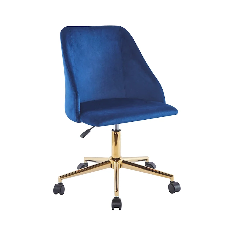 Velvet Swivel Office Chair with Gold Chrome Legs