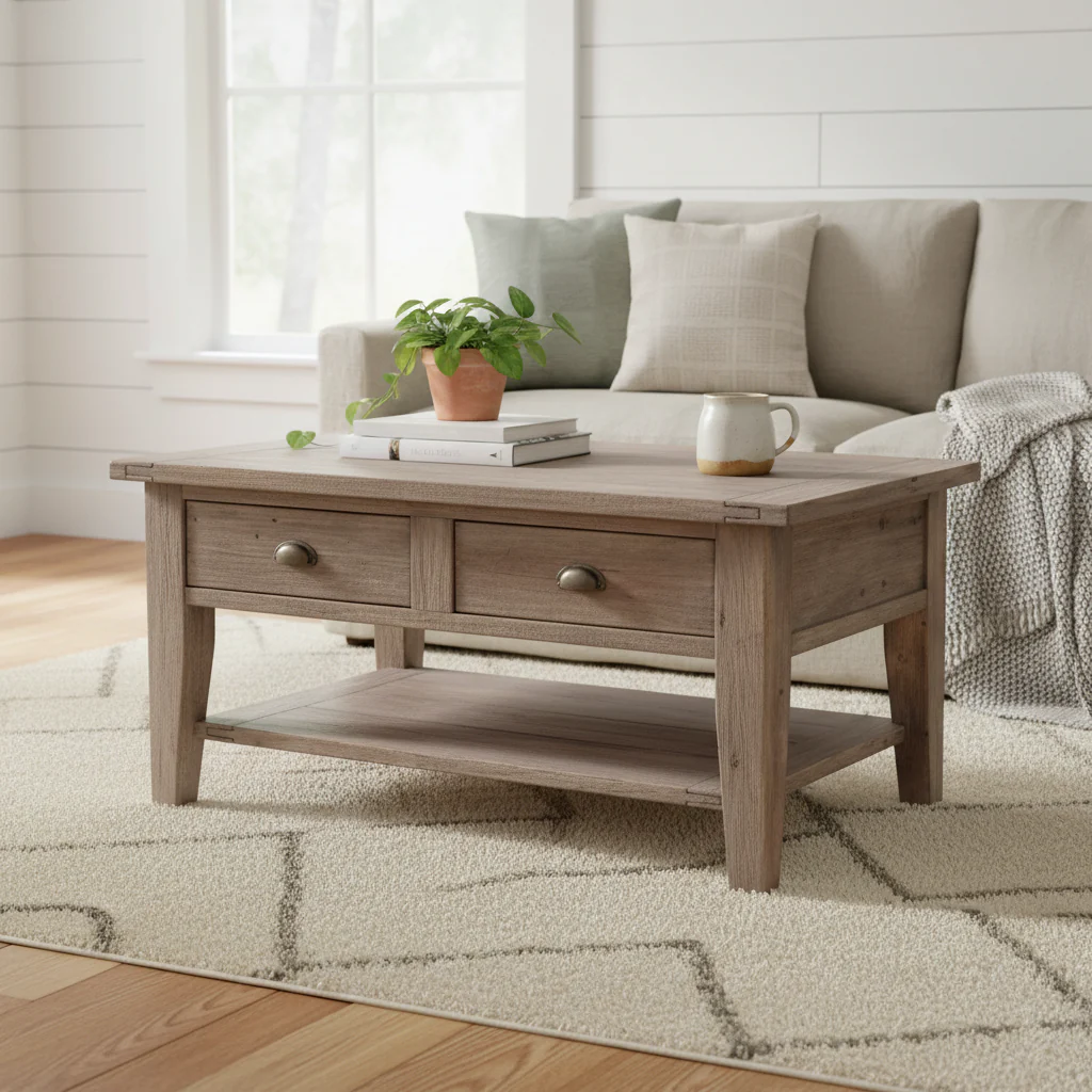 Reclaimed Wood Coffee Table - Light Brown - Rustic Style