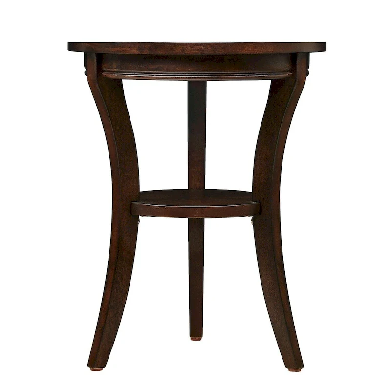 Wood Round End Table with Open Shelf
