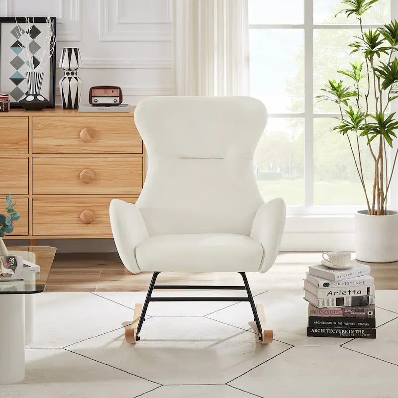 Teddy Fabric Rocking Chair for Living Room